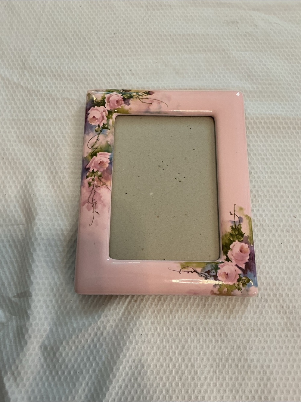 Pink Floral Ceramic Photo Frame vintage